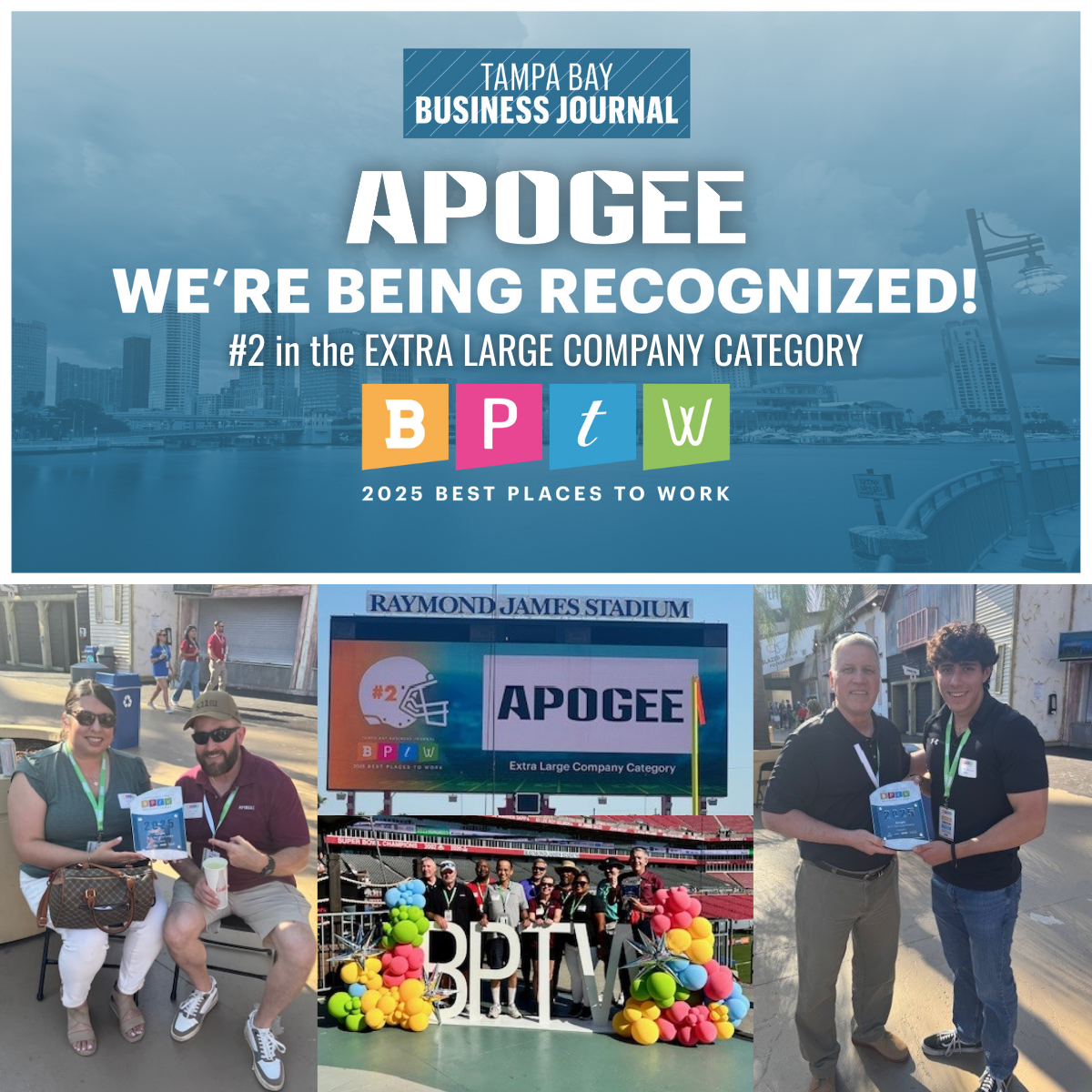 Tampa Bay Business Journal Names Apogee as the #2 Best Place to Work