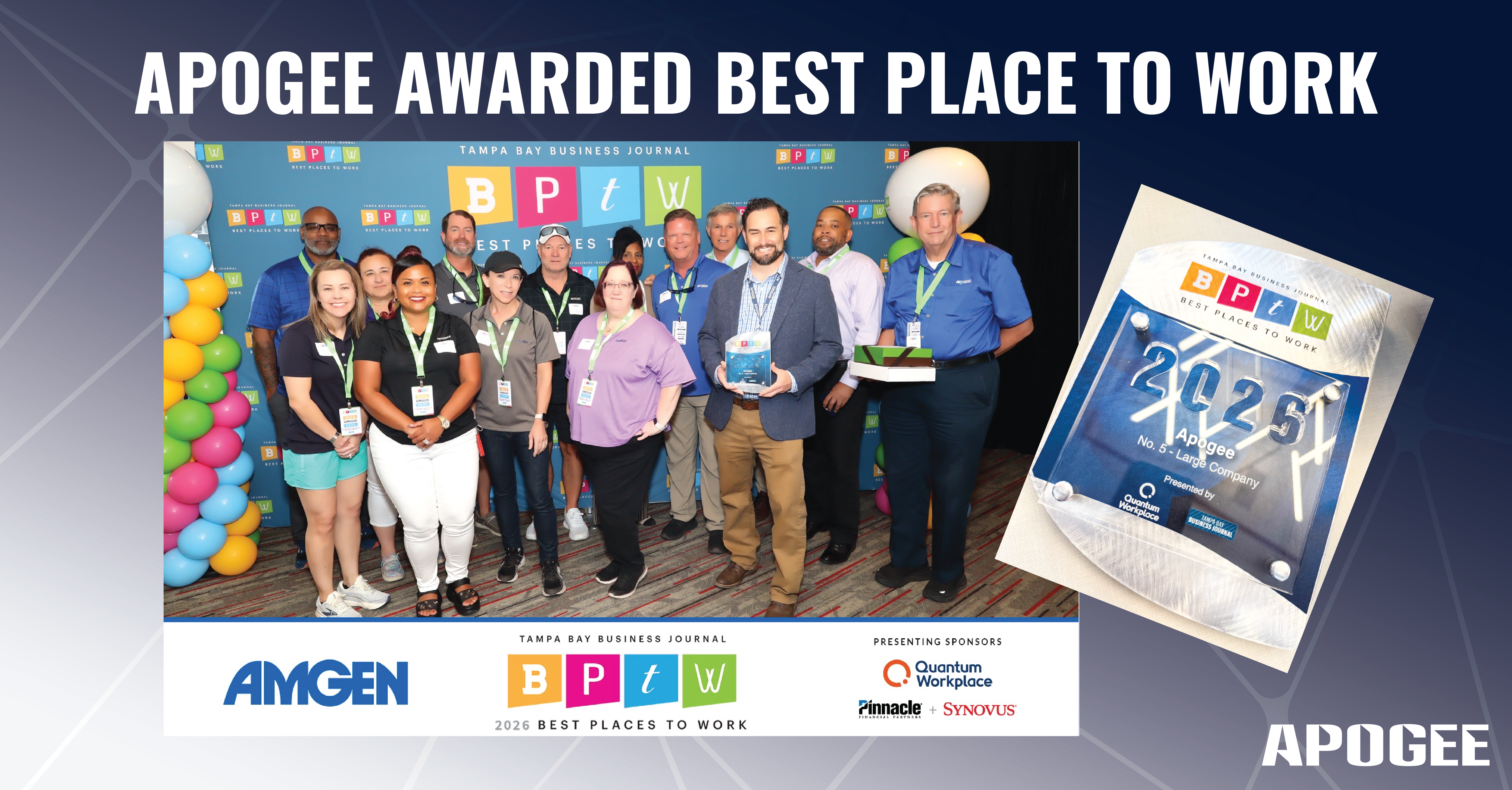 Tampa Bay Business Journal Names Apogee as the #5 Best Place to Work